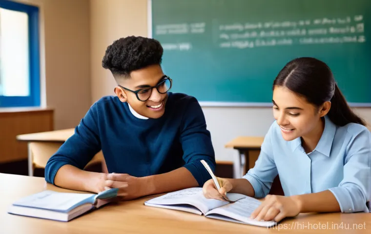 호텔 필기 시험 준비를 위한 추천 도서 - **Prompt:** "A determined young adult, appearing 19-22 years old, sits at a modern, well-organized s...